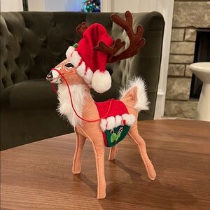 Annalee 12” Festive Reindeer Plush with Santa Hat